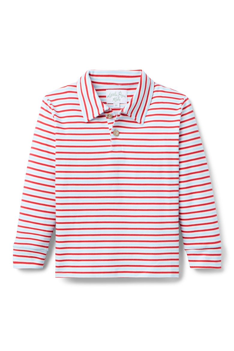 Reid Long Sleeve Polo, Main, color, Valentine Stripe