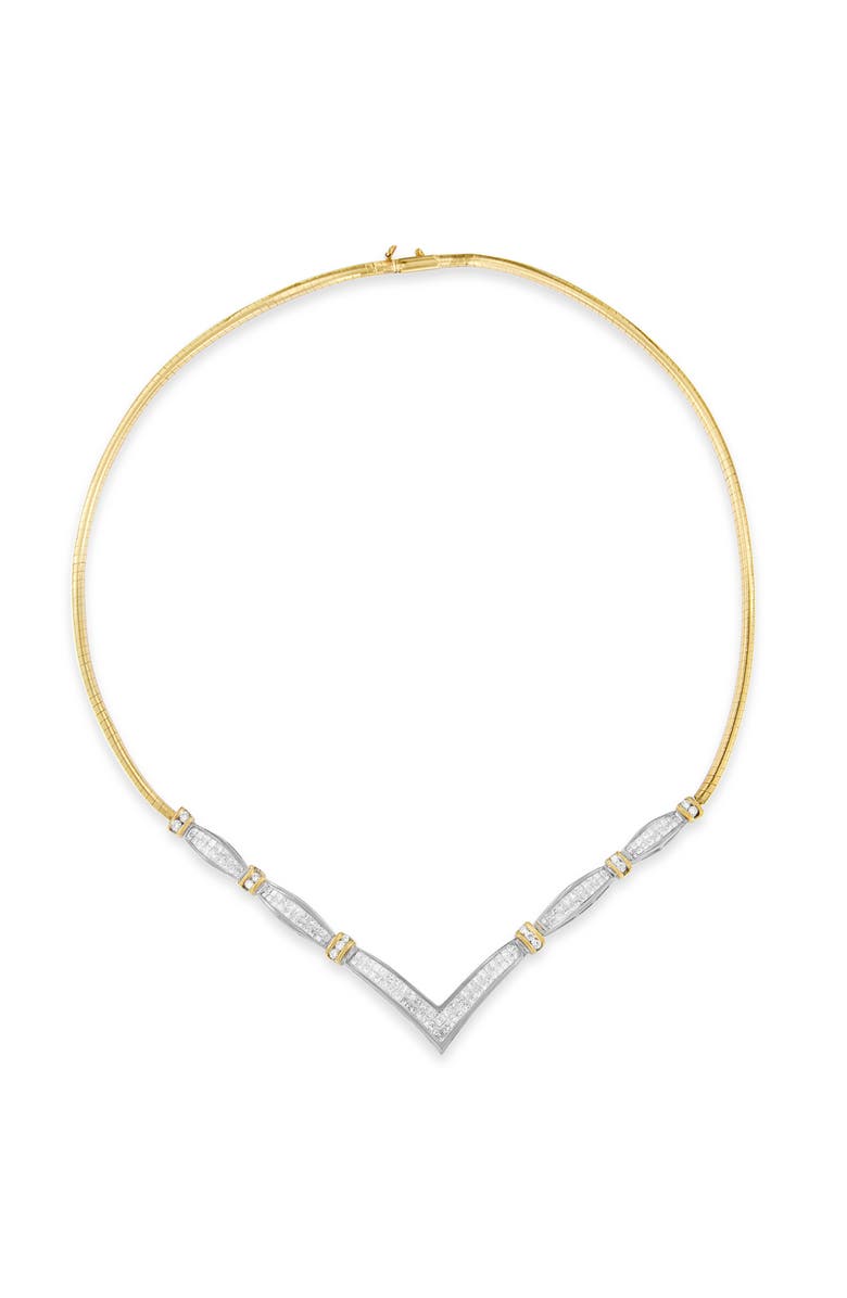 Haus of Brilliance 14K Yellow and White Gold 3.00 Cttw Diamond "V" Shape Statement Necklace, Main, color, Yellowwhite