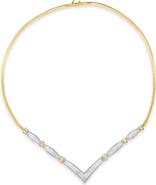 Haus of Brilliance 14K Yellow and White Gold 3.00 Cttw Diamond "V" Shape Statement Necklace