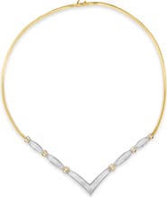 Haus of Brilliance 14K Yellow and White Gold 3.00 Cttw Diamond "V" Shape Statement Necklace