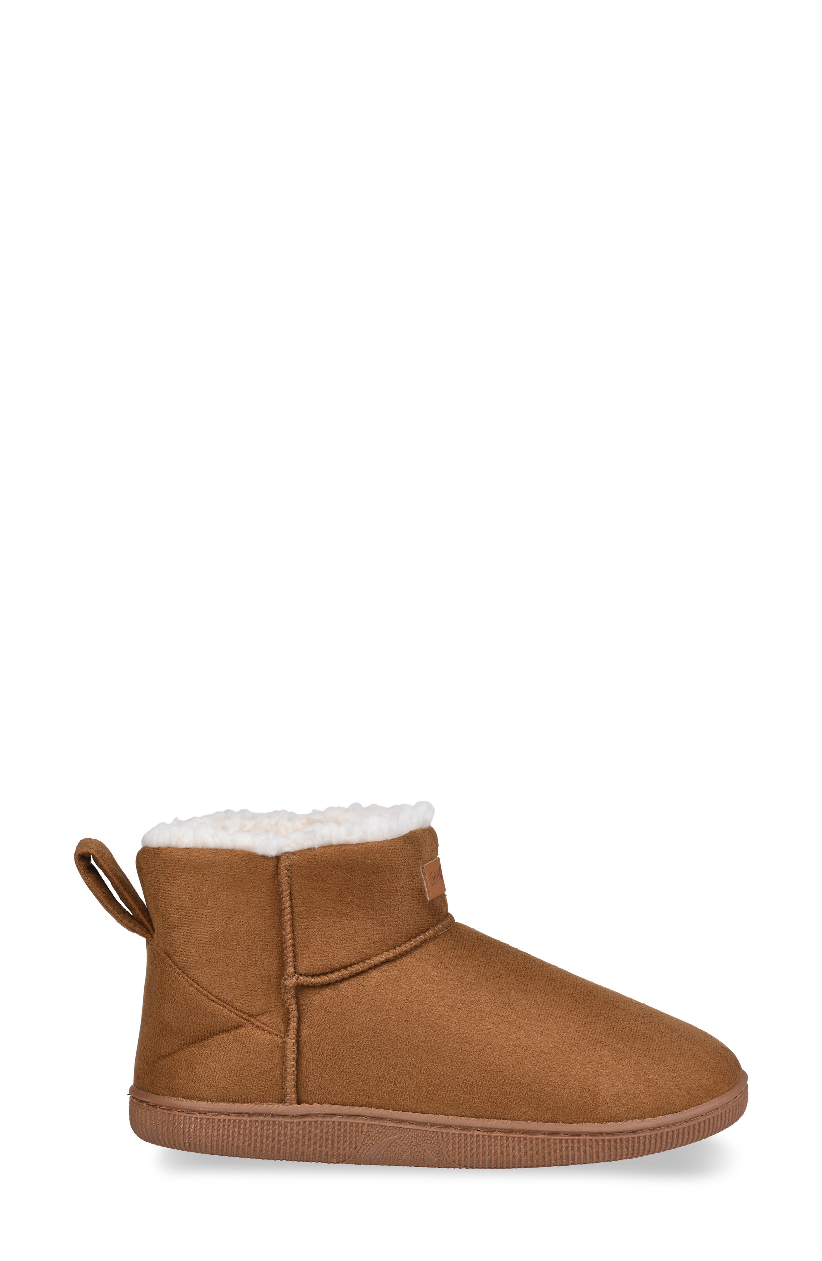 Faux Shearling Lined Bootie Slipper, Alternate, color, CAMEL