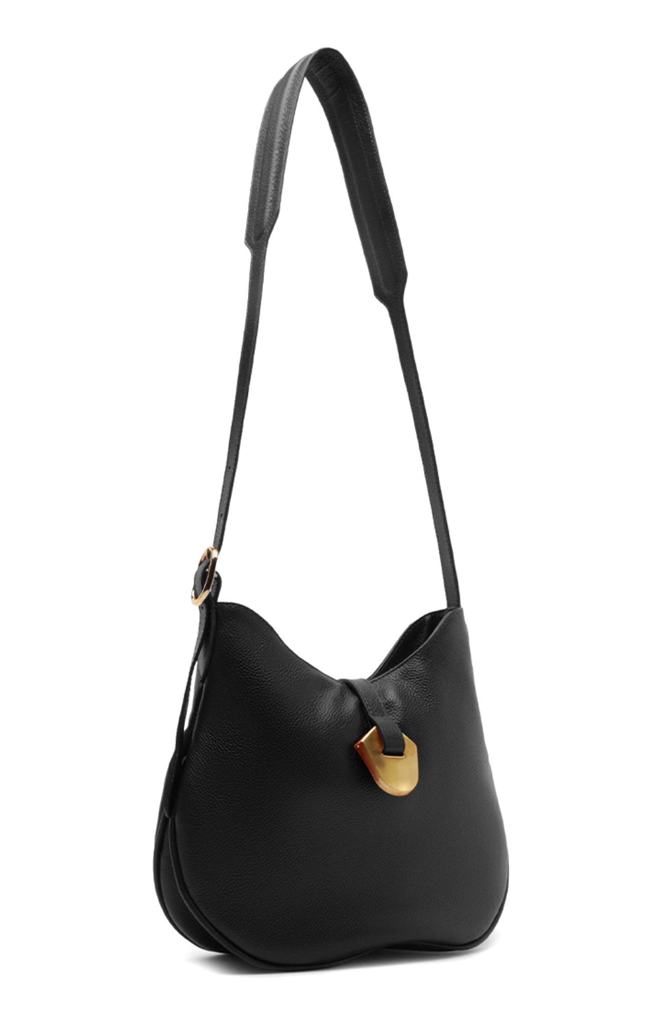 Arezzo Medium Sabrina Leather Crossbody Bag, Alternate, color, Black