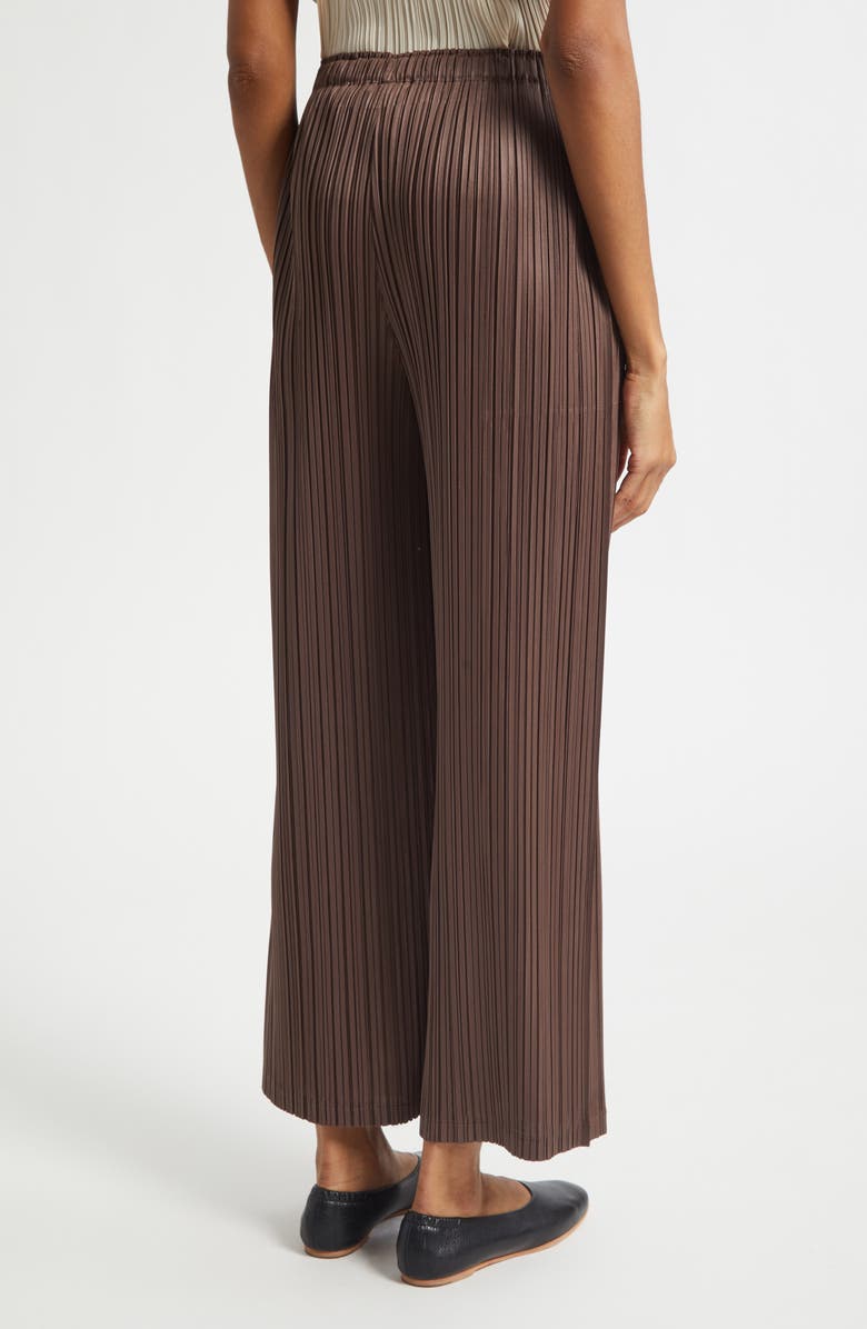 Issey Miyake Loop Pleated Wide Leg Ankle Pants, Alternate, color, Dark Brown