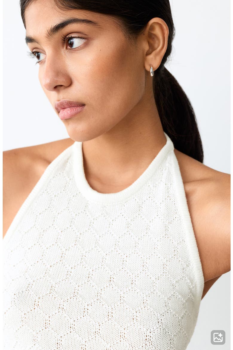 Knit Front Knot Cutout Halter Neck Minidress, Alternate, color, OFF WHITE