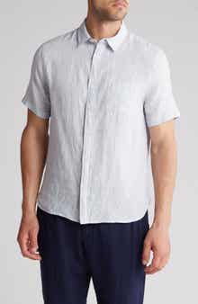 Vince Classic Fit Beauville Stripe Linen Button-Up Shirt