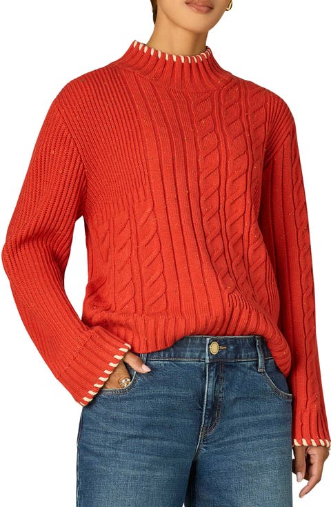 Cable Stitch Mock Neck Sweater
