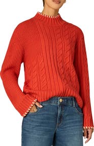 Wit & Wisdom Cable Stitch Mock Neck Sweater