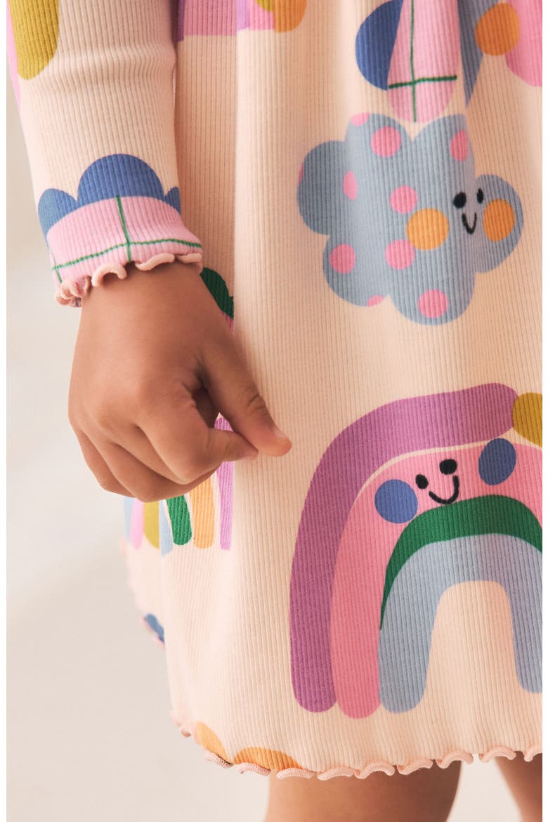 Kids' Rainbow Long Sleeve Rib Dress, Alternate, color, MULTI