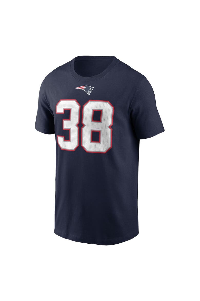 Men's Nike Rhamondre Stevenson Navy New England Patriots Player Name & Number T-Shirt, Alternate, color, Navy
