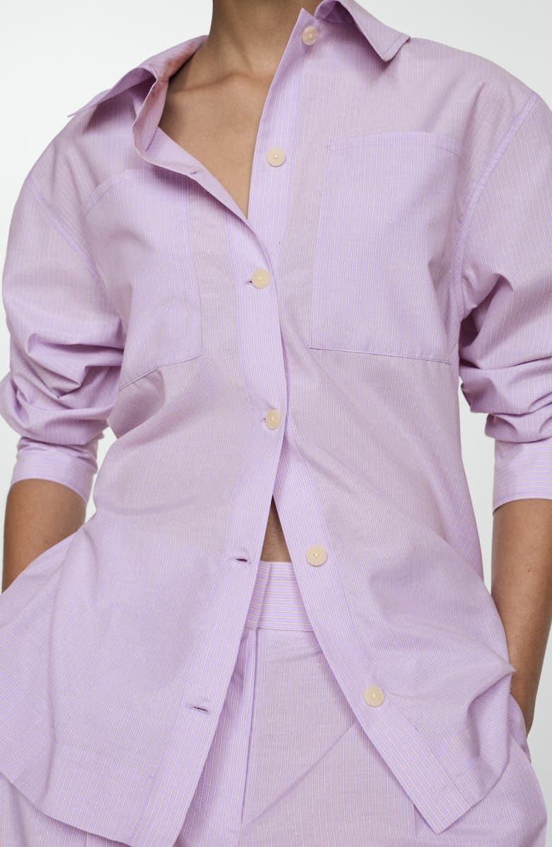 MANGO Stripe Oversize Button-Up Shirt, Alternate, color, 