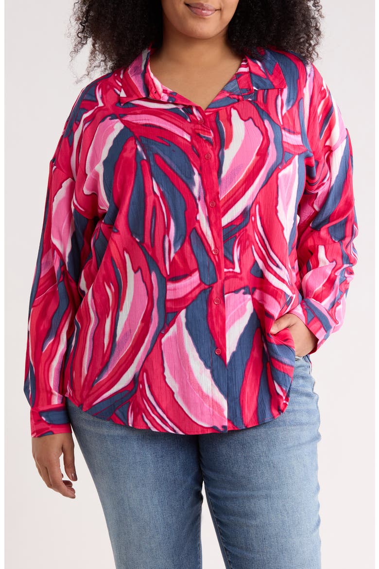 Violet Long Sleeve Button Up Shirt, Main, color, JAZZY AOP VIOLET