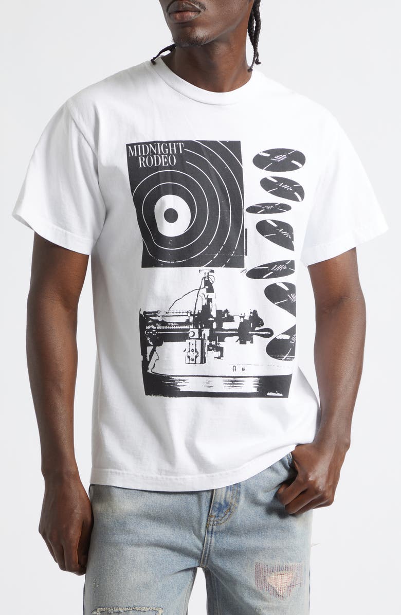 MIDNIGHT RODEO Record Graphic T-Shirt, Main, color, White