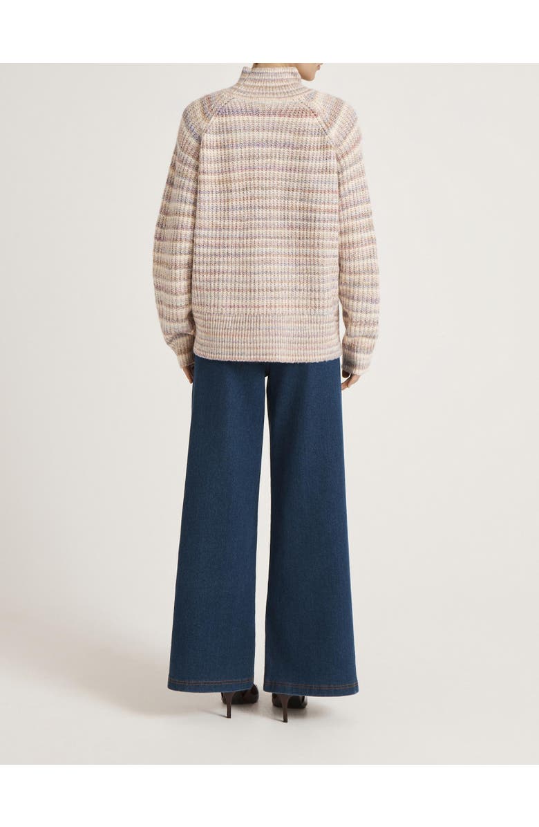 Finery London Helen Funnel Neck Knitted Sweater, Alternate, color, Pink Stripe