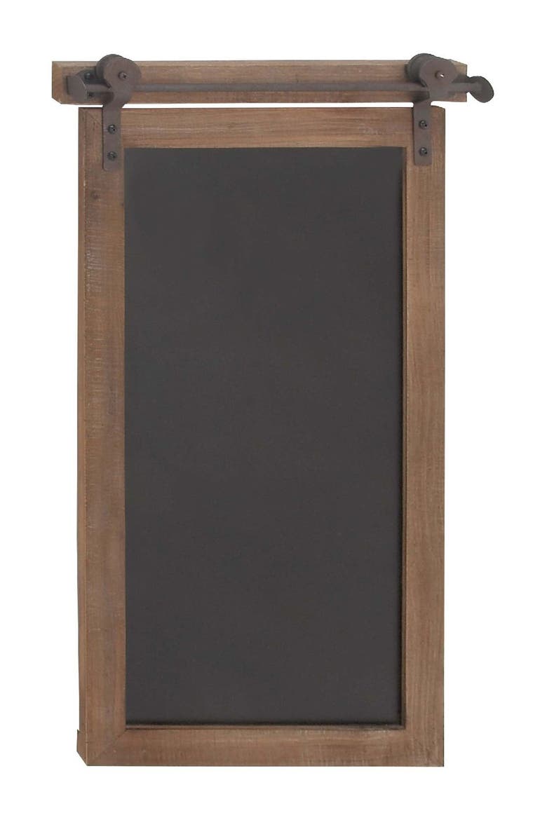 Brown Wood Sign Wall Decor with Chalkboard, Main, color, BROWN