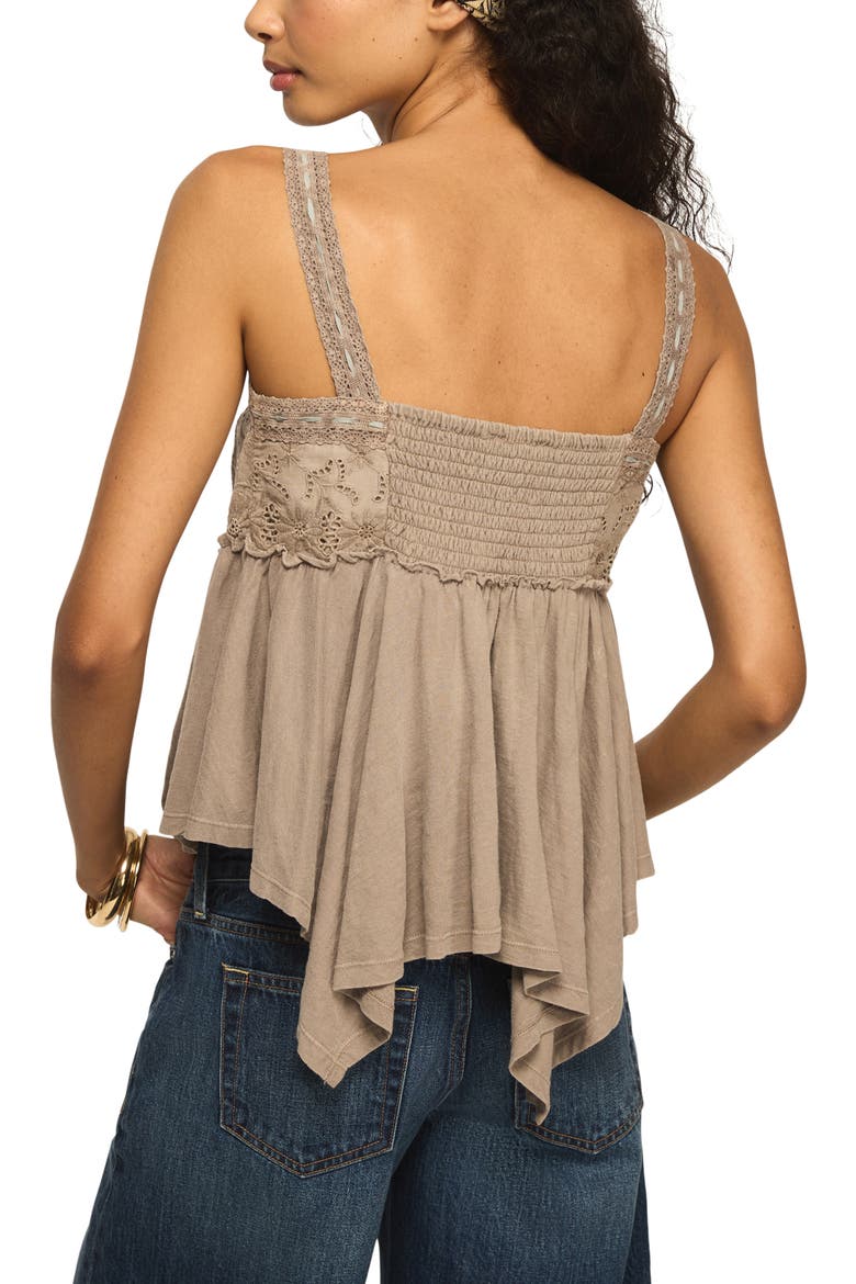 Eyelet Yoke Handkerchief Hem Tank, Alternate, color, SPHINX