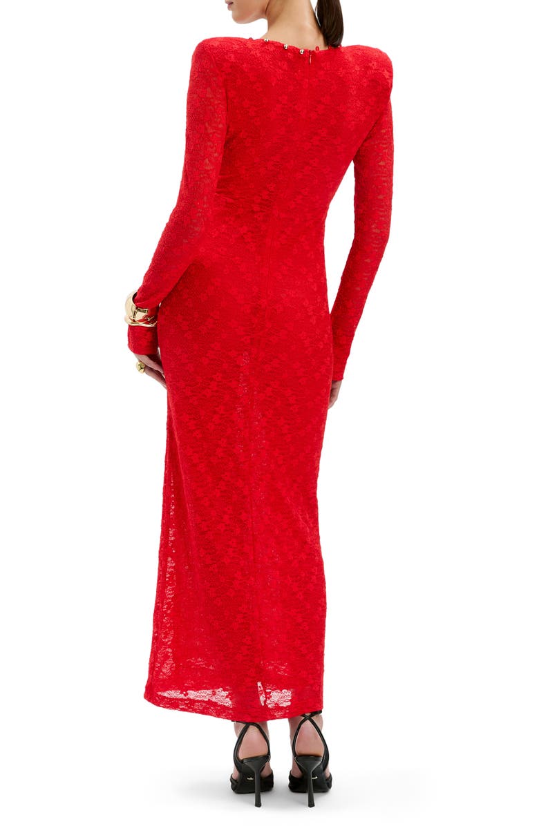 Bardot Zenia Deep V-Neck Long Sleeve Dress, Alternate, color, Fire Red