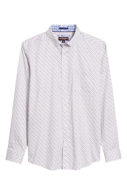 Johnston & Murphy Fan Print Button-up Shirt In White Multi