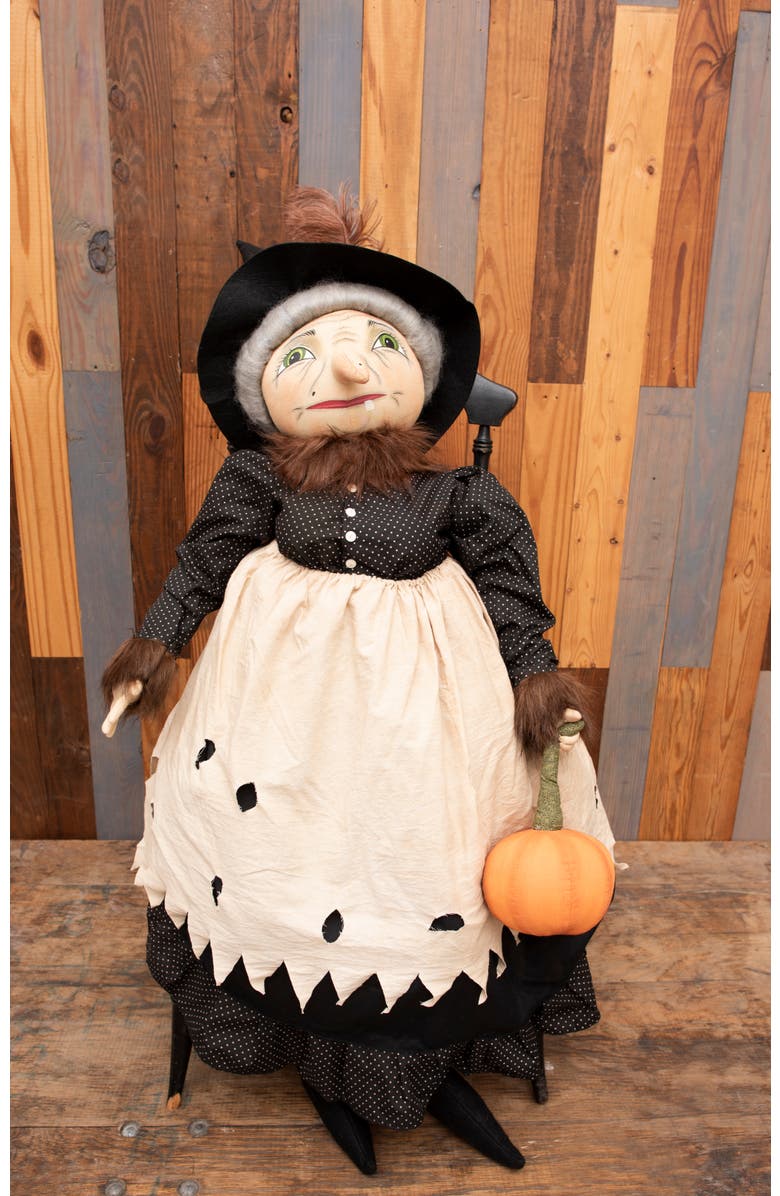 Gallerie II Eunice Witch Joe Spencer Gathered Traditions Halloween Art Doll Figure, Alternate, color, Black