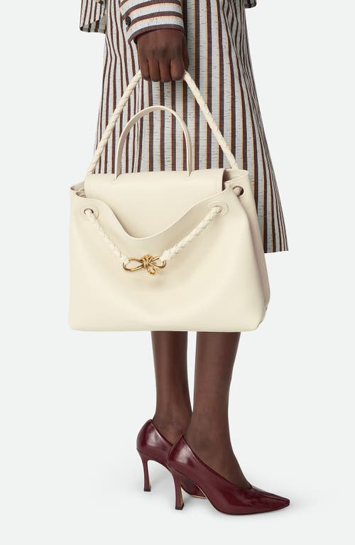 Bottega Veneta Ciao Ciao Knot Detail Leather Top Handle Bag In Gray