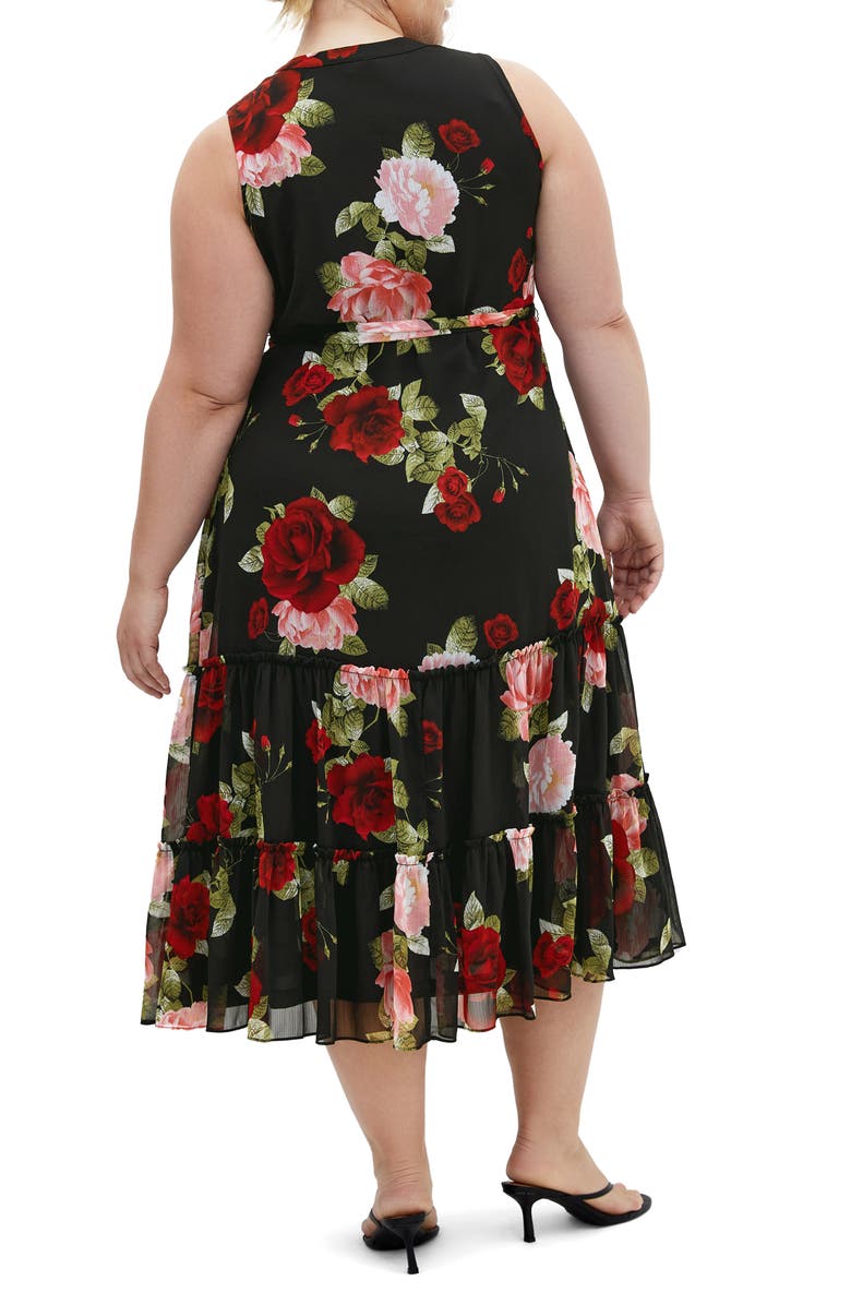 City Chic Roma Print Tie Waist Maxi Dress, Alternate, color,