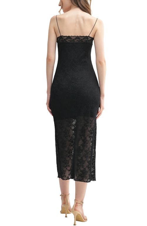 Lush Lace Slip Midi Dress In Black