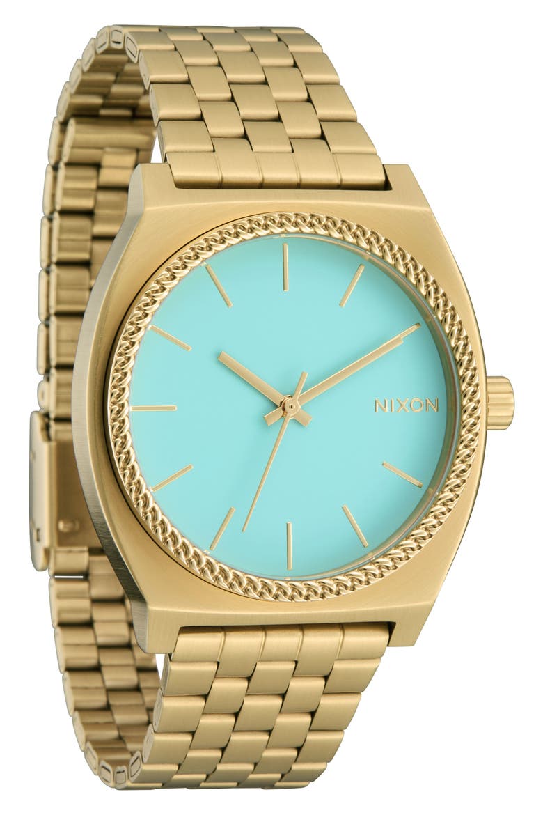The Time Teller Turquiose Dial Goldtone Bracelet Watch, 36mm, Alternate, color, GOLD / TURQUOISE / GOLD