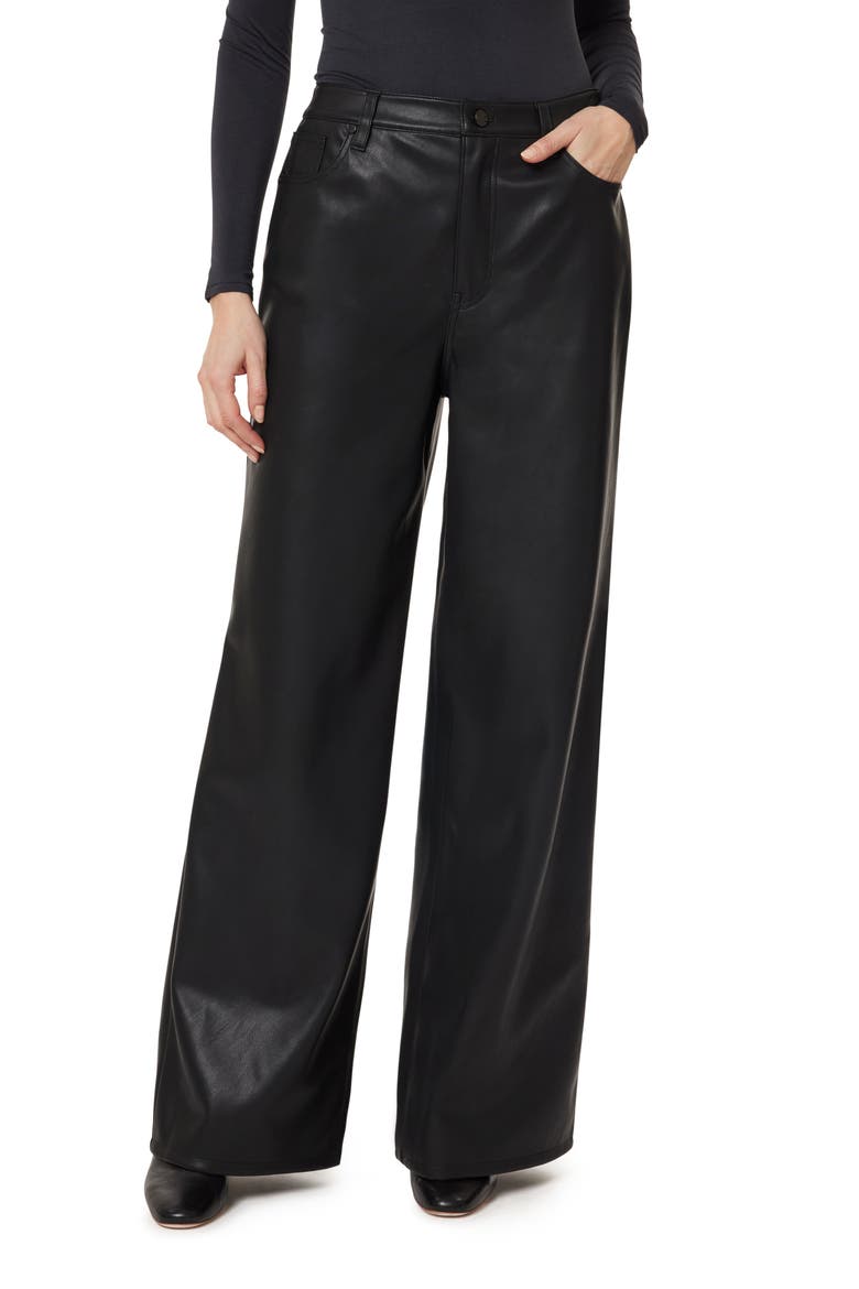 Slounch Wide Leg Faux Leather Pants, Main, color, BLACK