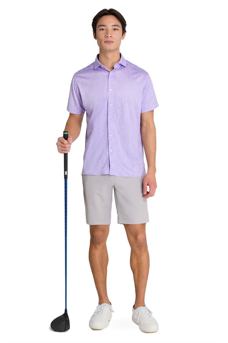 Regular Fit Chambray Recycled Performance Golf Button-Down Shirt, Alternate, color, LILAC