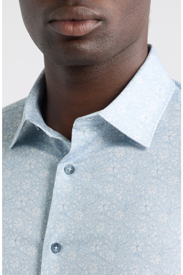 James OoohCotton® Floral Print Button-Up Shirt, Alternate, color, HAZY BLUE