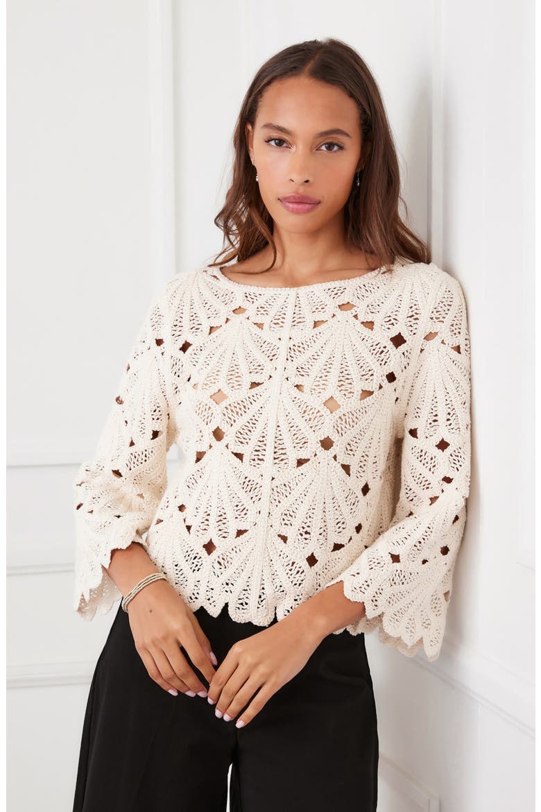 Flare Sleeve Top, Alternate, color, NATURAL
