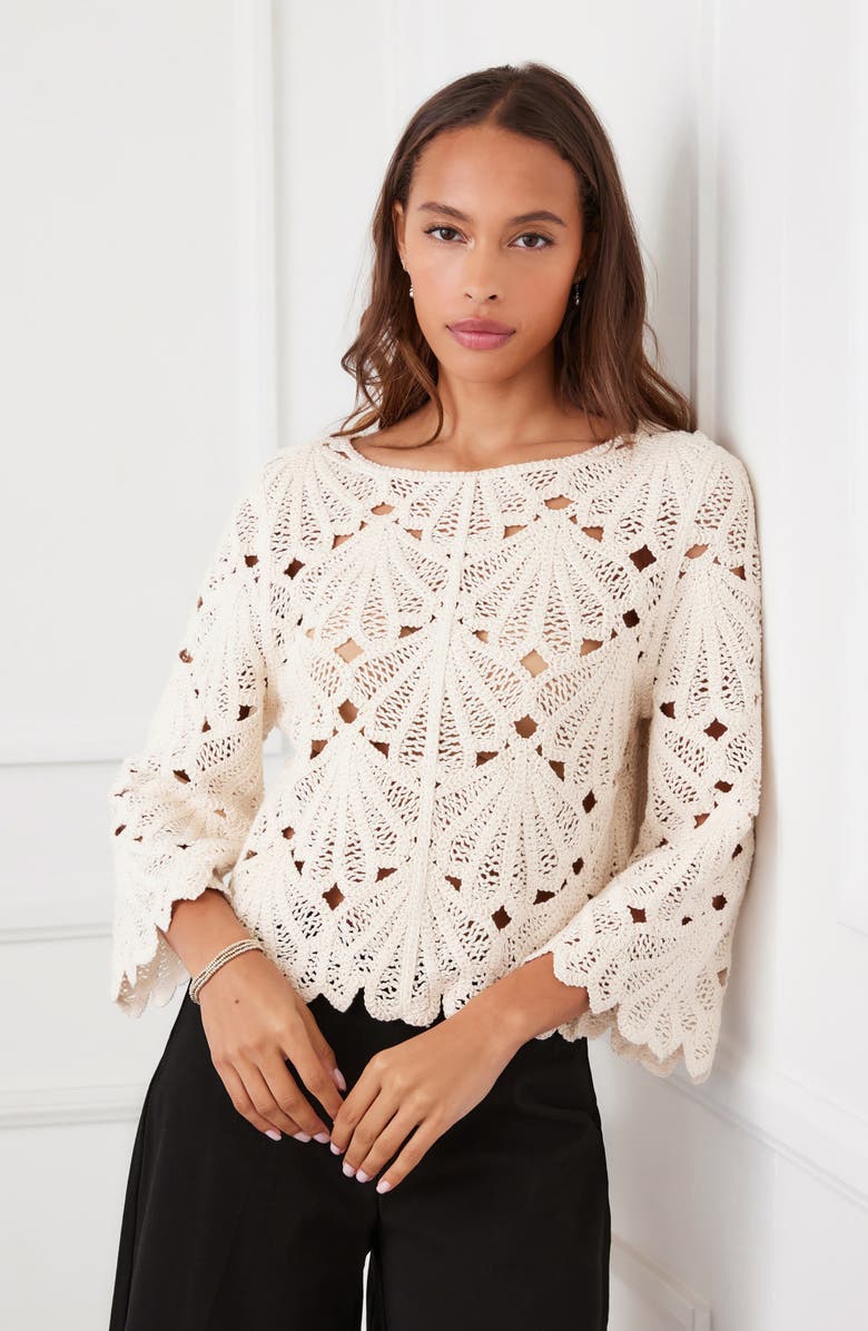 Karen Kane Flare Sleeve Top, Alternate, color, Natural