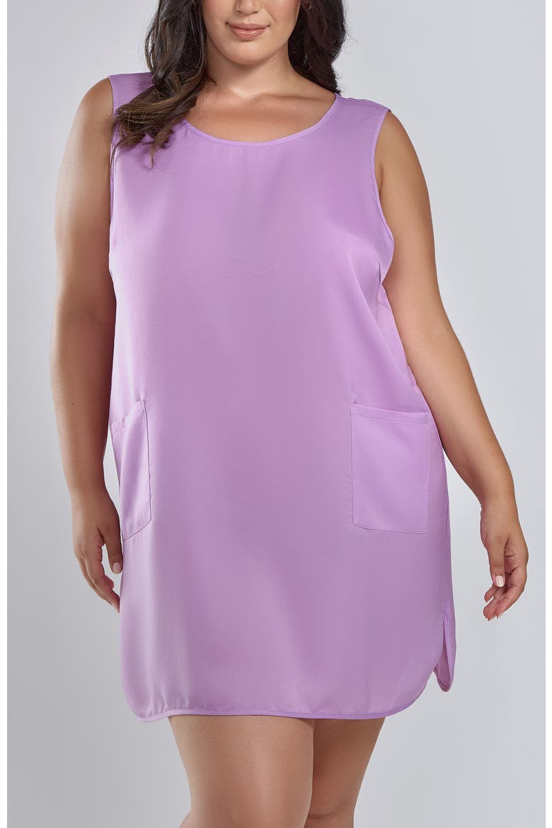 Satin Sleeveless Dress with Pockets, Main, color, Purple