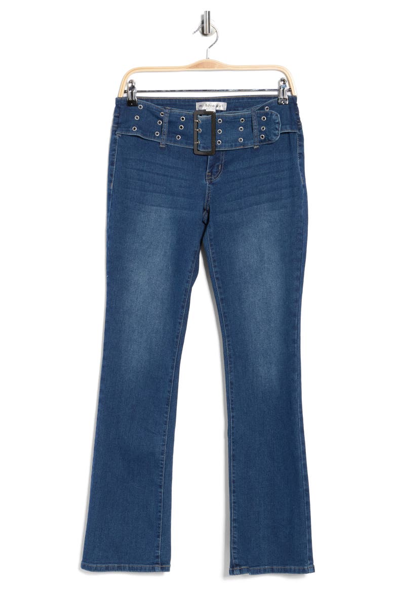 Grommet Belted Bootcut Jeans, Alternate, color, TRUE BLUE