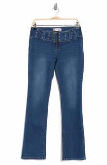 Madden Girl Grommet Belted Bootcut Jeans