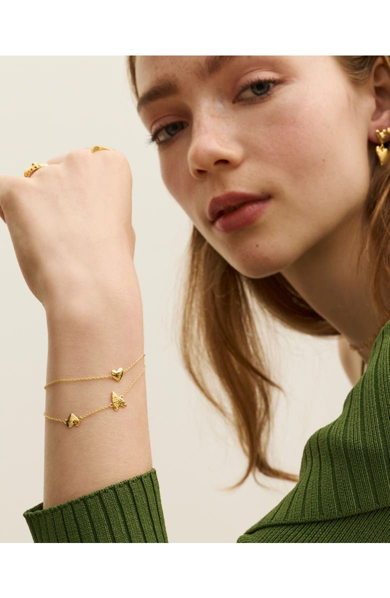 Ottoman Hands Hammered Heart Bracelet, Alternate, color, Gold