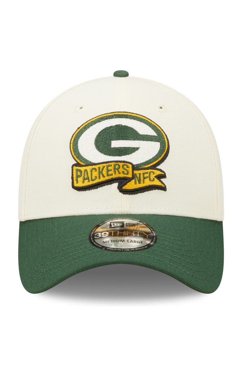 New Era Men's New Era Cream/Green Green Bay Packers 2022 Sideline 39THIRTY 2-Tone Flex Hat, Alternate, color, 