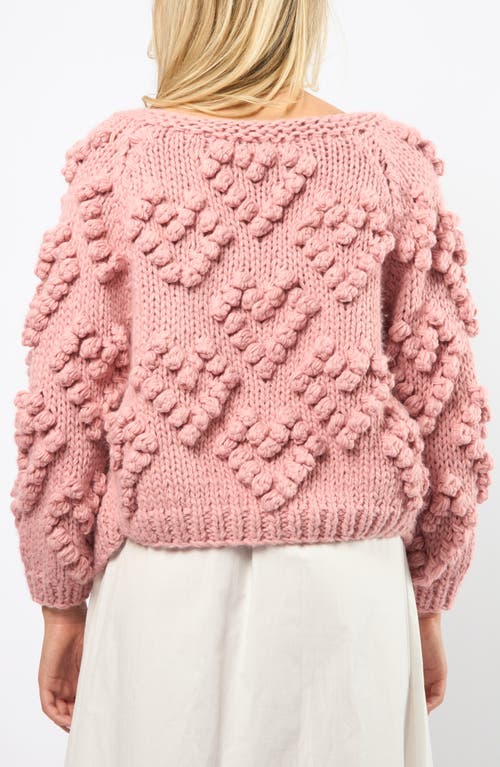 Viens Avec Moi Popcorn Cardigan In Pink