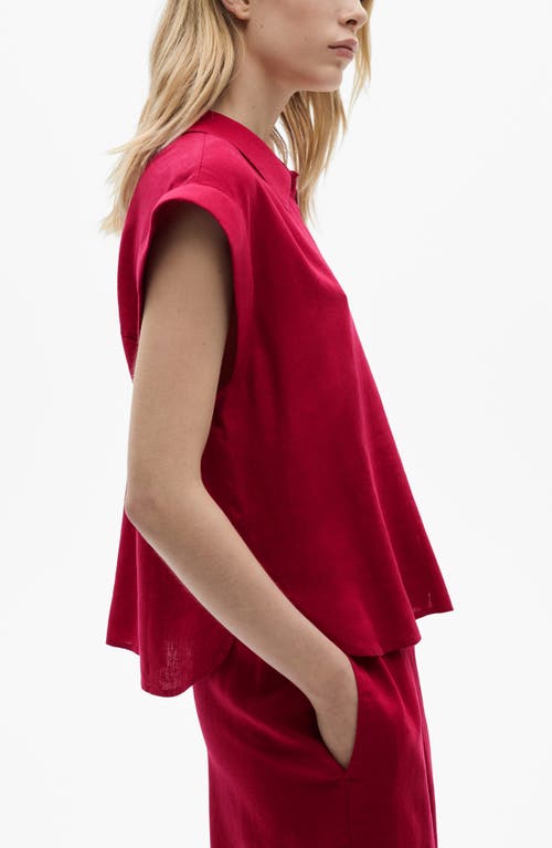 MANGO MANGO FLOWING LINEN BLEND BLOUSE 
