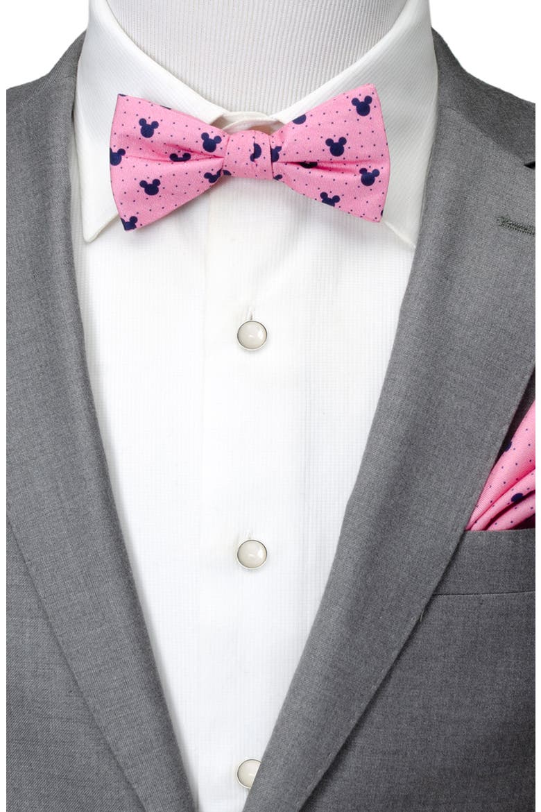 Mickey Mouse Polka Dot Silk Bow Tie, Alternate, color, PINK