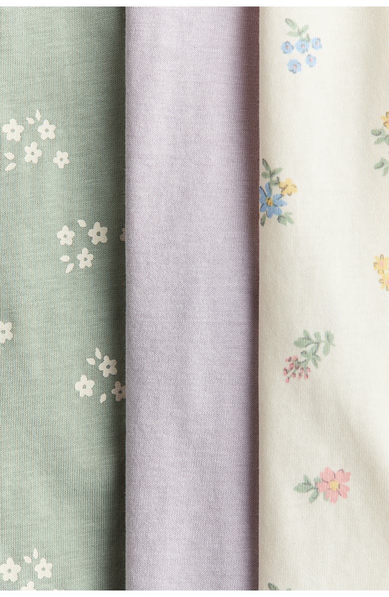 H&M 3-pack Cotton Sleepsuits, Alternate, color, Light Purple/Floral