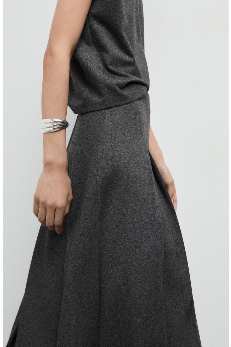 Pleated A-Line Midi Skirt, Alternate, color, GREY