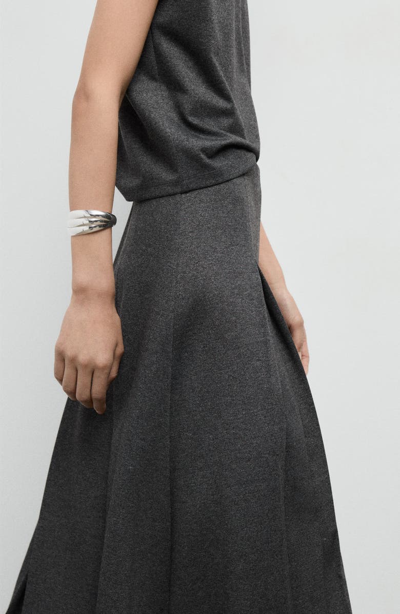 MANGO Pleated A-Line Midi Skirt, Alternate, color, Grey