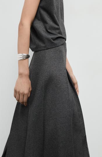 Pleated A-Line Midi Skirt