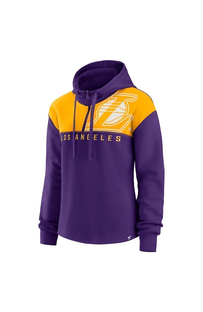 FANATICS Women's Fanatics Branded Purple Los Angeles Lakers Overslide Quarter-Zip Fleece Hoodie, Alternate, color, Purple