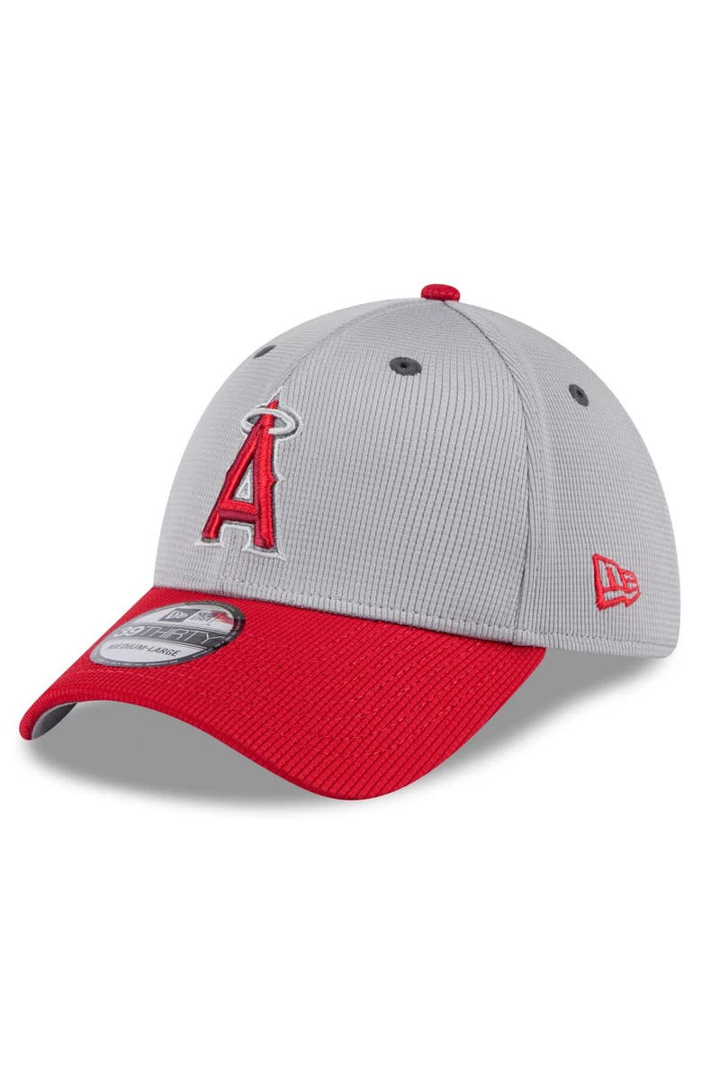 New Era Men's New Era Gray/Red Los Angeles Angels 2025 Batting Practice 39THIRTY Flex Hat, Main, color, Gray