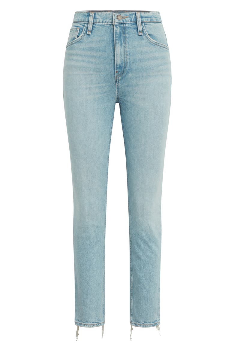 Harlow Ultrahigh Waist Fray Hem Ankle Cigarette Jeans, Alternate, color, ISLA