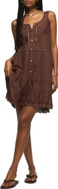 Lucky Brand Embroidered Drop Waist Minidress