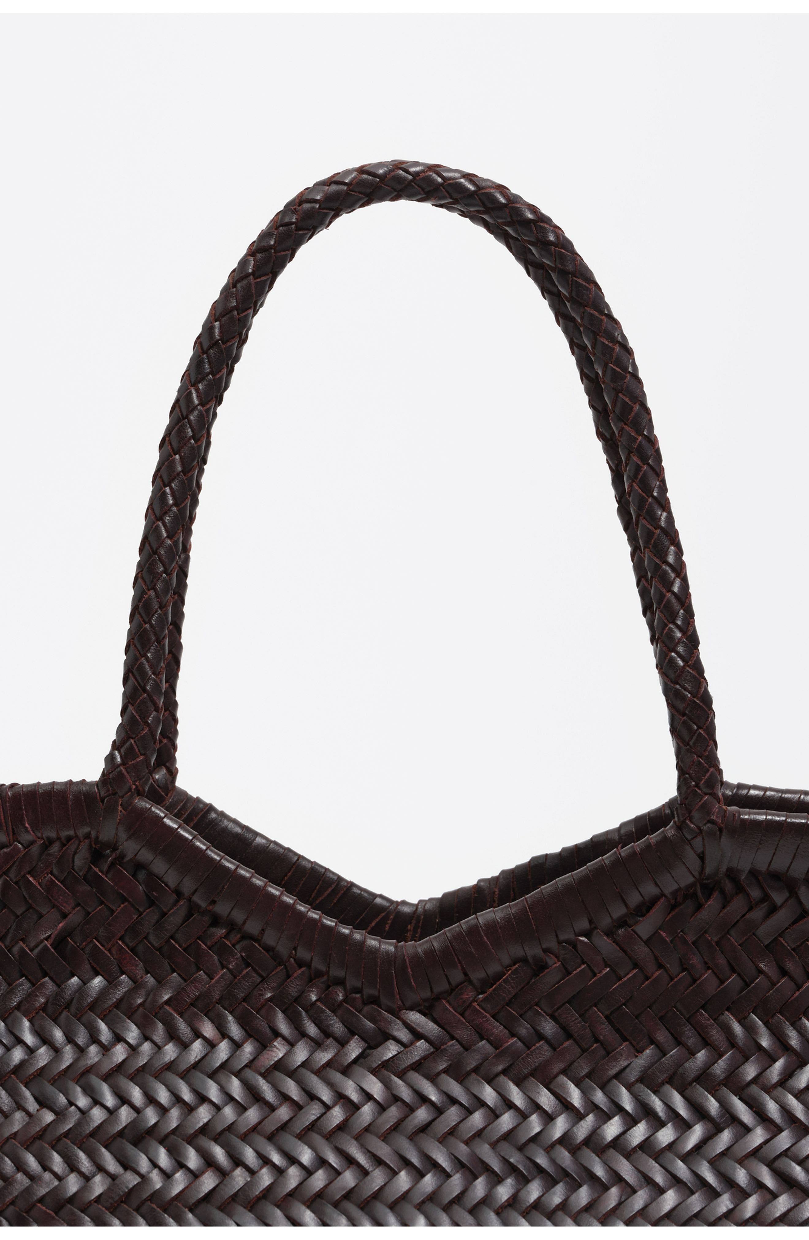 Bimba y Lola Large Braided Leather Shopper Bag, Alternate, color, Aubergine
