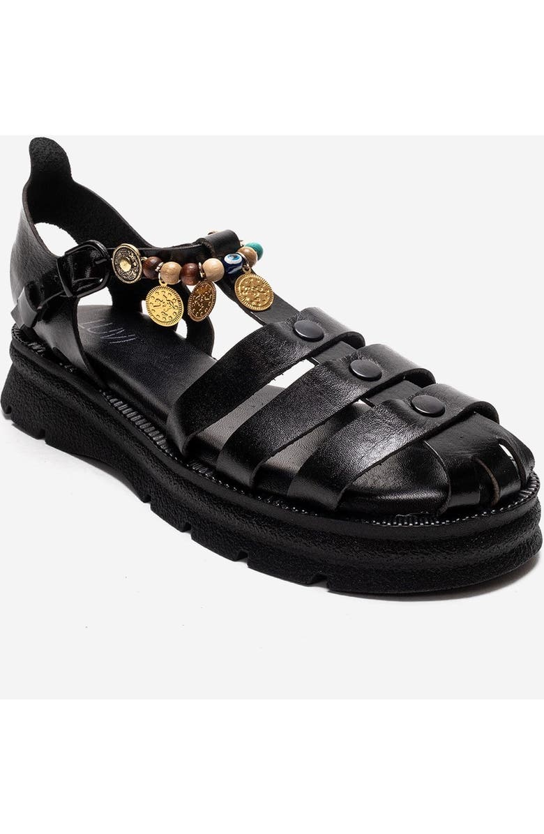 Forever & Always Shoes Solis Leather Beaded Sandal, Alternate, color, Black