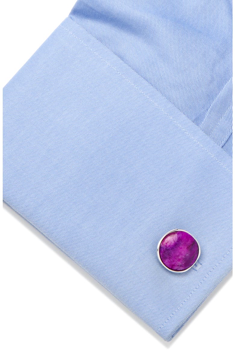 Round Cuff Links, Alternate, color, PURPLE